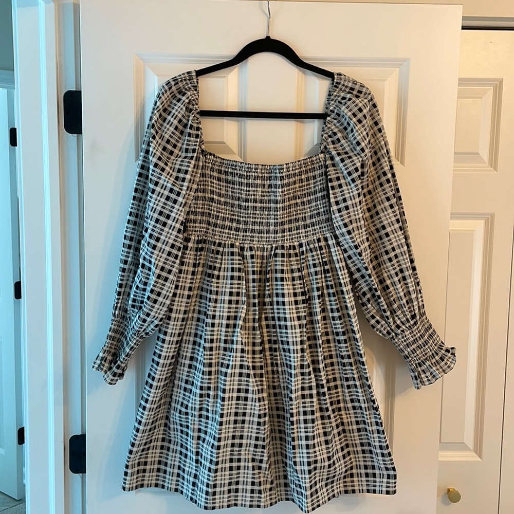 Faithfull the Brand Black and White Plaid Mini Dress